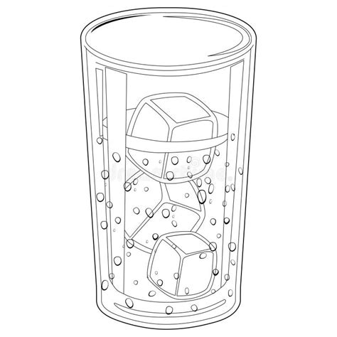 Glass of Water with Ice Cubes. Vector Black and White Coloring Page ...