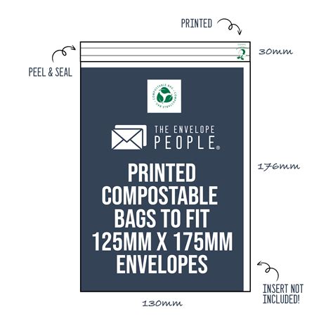 Printed Compostable Cello Bags To Fit 125x175 Envelopes Peel Seal