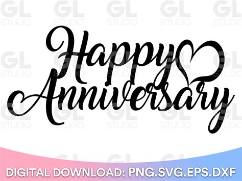 Happy Anniversary Cake Topper Svg Anniversary Svg Files Etsy Images