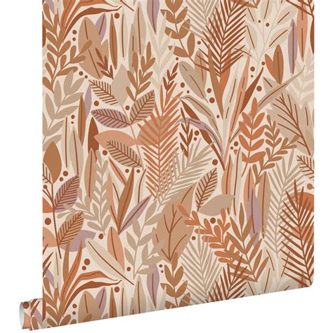 ESTAhome Behang Bladeren Terracotta En Beige 50 X 900 Cm 139857