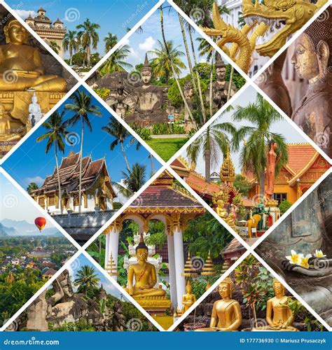 Laos Travel Landmark, Golden Pagoda Wat Phra That Luang In Vientiane ...