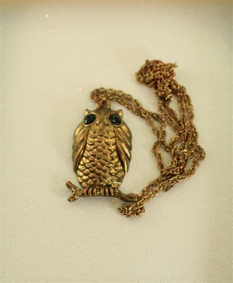 Vintage Owl Jewelry Necklace Retro Owl Pendent Necklace Gold