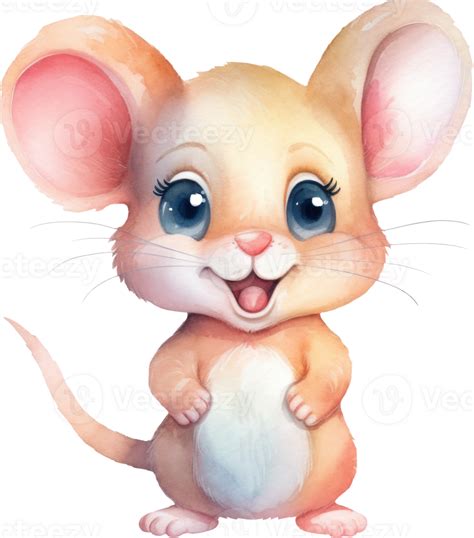 Cute Mouse Watercolor Illustration 24046169 Png