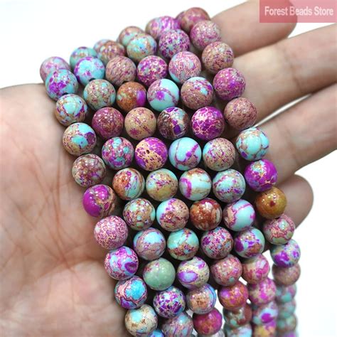 Natural Violet Imperial Jaspers Round Beads Sea Sediment Turquoises For