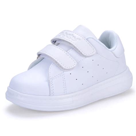 Childrens Shoes School Student White Sneakers Leather Boys And Girls