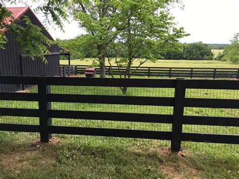 3 Rail Post And Board Painted Black Fence In Pa