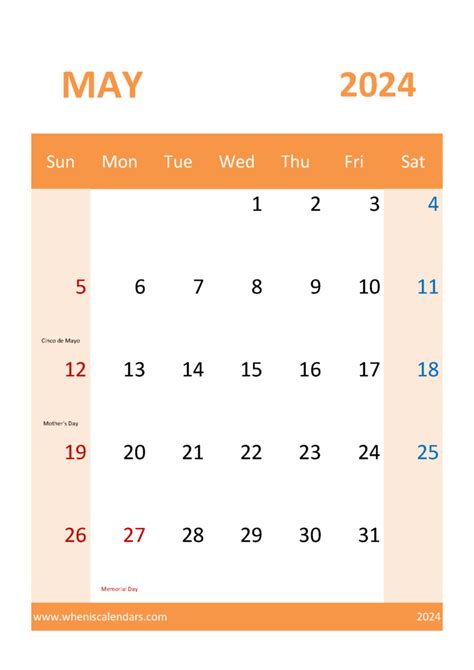 May Editable Calendar 2024 Free M5340