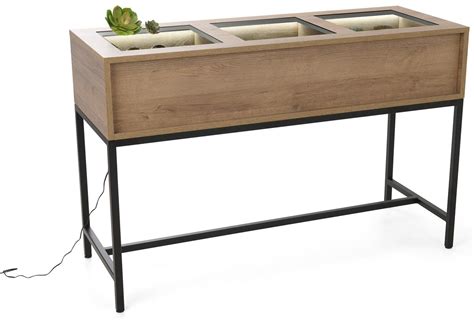 Glass Top Retail Console Table | Black Steel Base