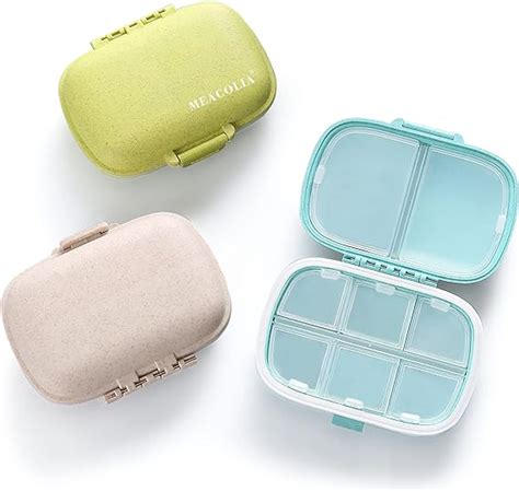 Meacolia 3 Pack 8 Compartments Travel Pill Organizer Daily