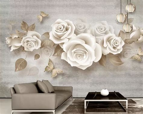 3d Flower Wall Stickers On A Wall Custom Photo Mural 3d Embossed Rose