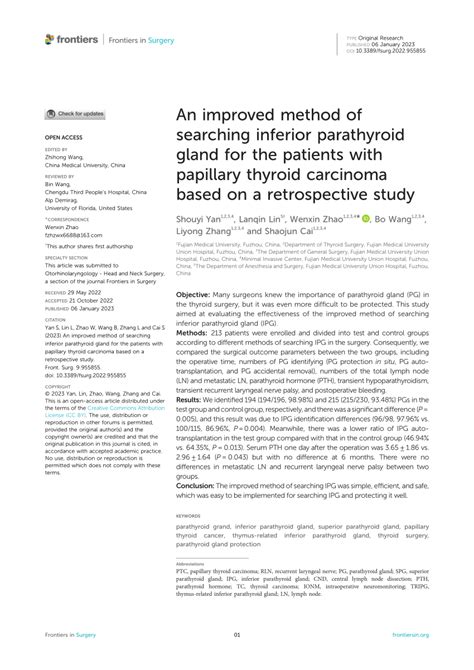 Pdf An Improved Method Of Searching Inferior Parathyroid Gland For