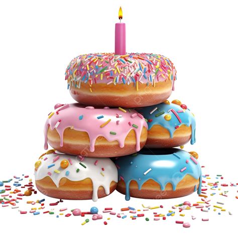 Donuts Birthday 3d Illustration Party Birthday Holiday Png