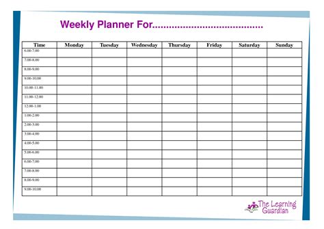 Blank Week Calendar With Times