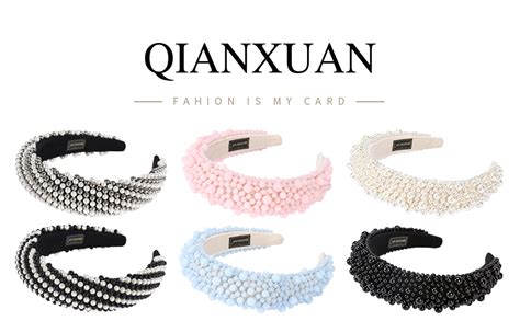 Qianxuan Fashion Headbands For Womens Hair White Pearl