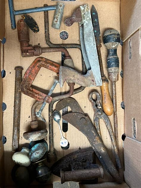 Five Trays Of Assorted Household Sundries Le Cresuet Pans Well Used