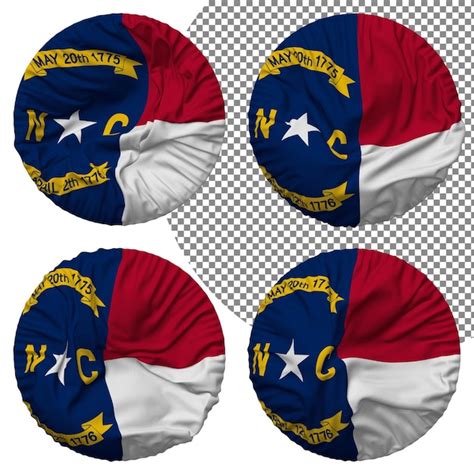 Premium Psd State Of North Carolina Flag Round Shape Isolated Different Waving Style Bump