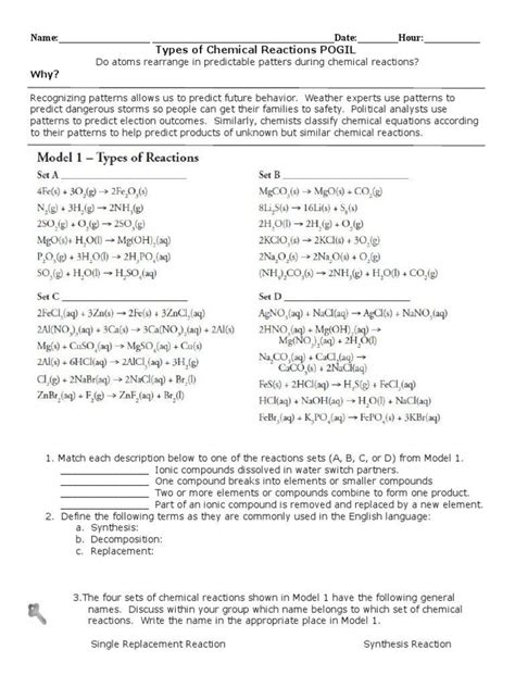 Predicting Products Of Chemical Reactions Worksheet Answers Db Excel