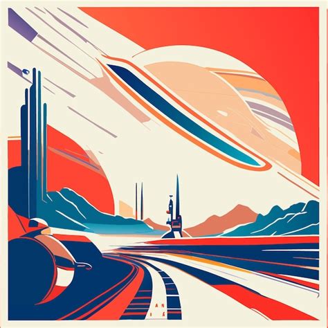 Premium Vector Retro Futurism Poster Vector Illustration Flat