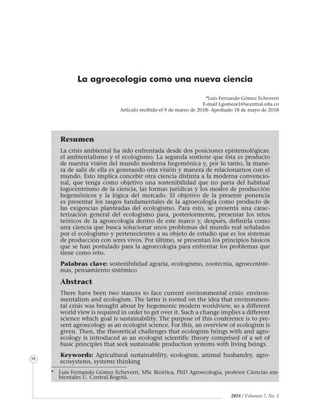 PDF La agroecología como una nueva ciencia