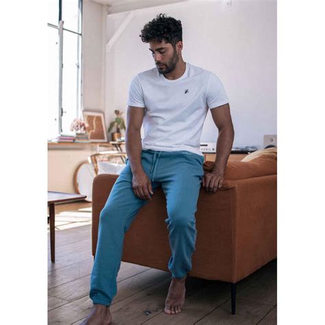 Pantalon jogging MOELLEUX bleu clair coton bio et recyclé Montlimart