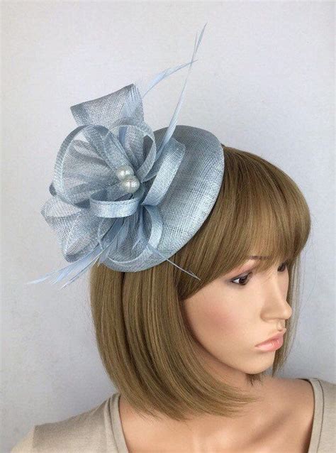 Pale Blue Fascinator Grey Blue Powder Blue Ice Blue Fascinator Etsy