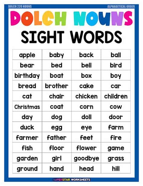 Dolch Sight Words Superstar Worksheets 10412 Hot Sex Picture