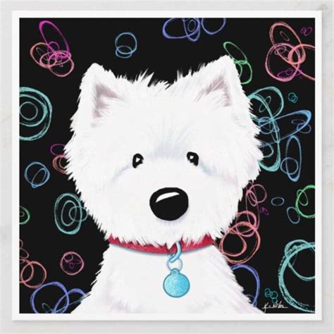 Westie Impressions Circles On Black Print KiniArt By Contemporary