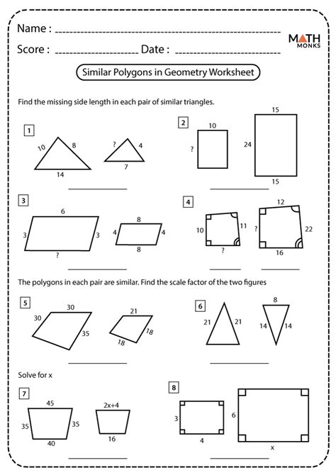 Similar Polygons Worksheets Math Monks Worksheets Library