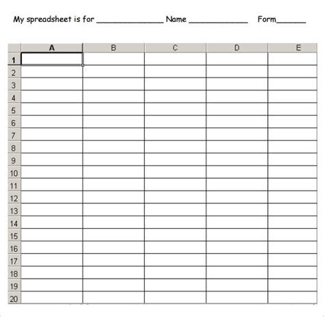 Free 8 Sample Blank Spreadsheet Templates