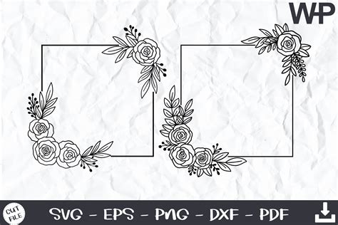 Floral Frame Square Floral Frame SVG Graphic By Wanchana365