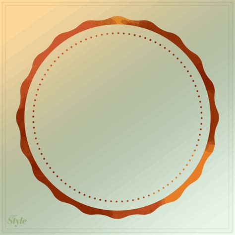 An Orange Circle With Dots In The Middle On A Light Green And Beige Background