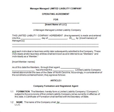 Free Sample Llc Operating Agreement Templates In Google Docs Ms