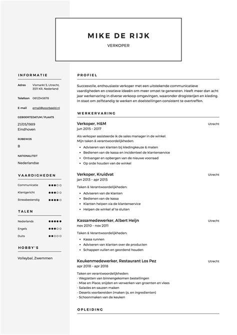 CV Template CV Sjablonen 15 Gratis CV S PDF Word 2019