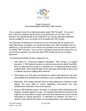 Fillable Online Patient Consent For Transcranial Magnetic Stimulation