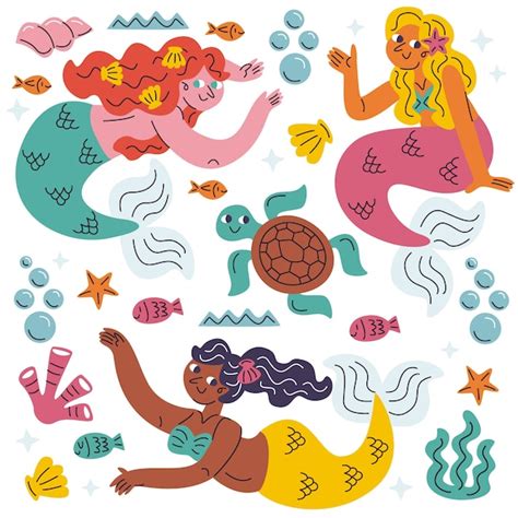 Premium Vector Cute Mermaid Illustration