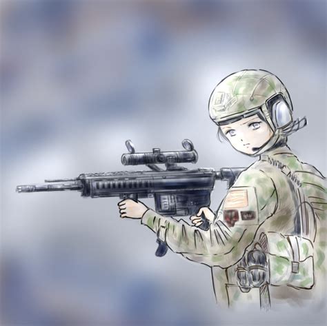 銃を構える女兵士 模写 Ibispaint