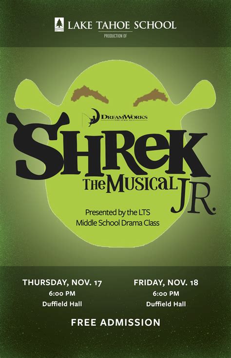 Shrek the Musical, Jr. - November 17 & 18 - Lake Tahoe School