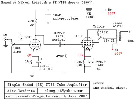 Kt88 Single Ended Amplifier Schematic Single Ended Se Kt88