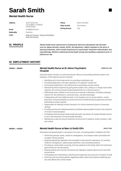 Mental Health Psychiatric Nurse Resume Examples Pdfs