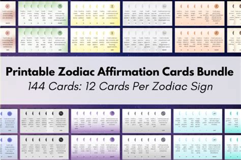 Zodiac Affirmation Cards Bundle Graphic By Diyhomeprintables · Creative