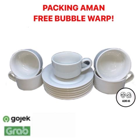 Jual Cangkir Set Keramik Teh Kopi Hotel Putih Polos Lusin Shopee