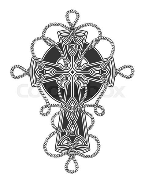 Celtic Cross In Ropes Tattoo Illustration Stock Vector Colourbox