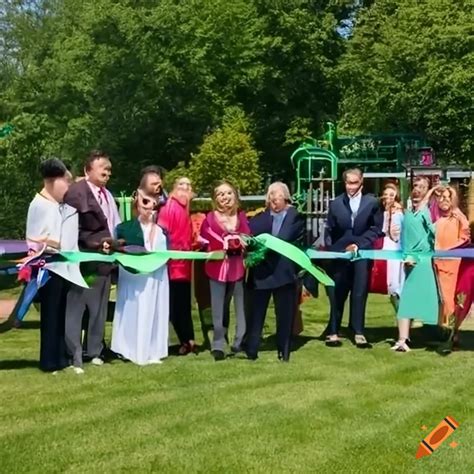 Ribbon Cutting Ceremony At A Playground With Necktie Ribbon On Craiyon