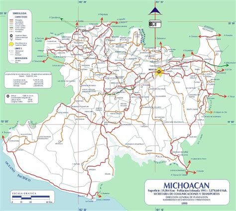 Mapa De Carreteras De Michoac N Tama O Completo Gifex