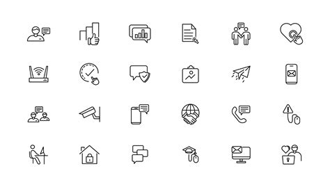 Information Technology Line Icons Collection Big Ui Icon Set In A Flat Design Thin Outline