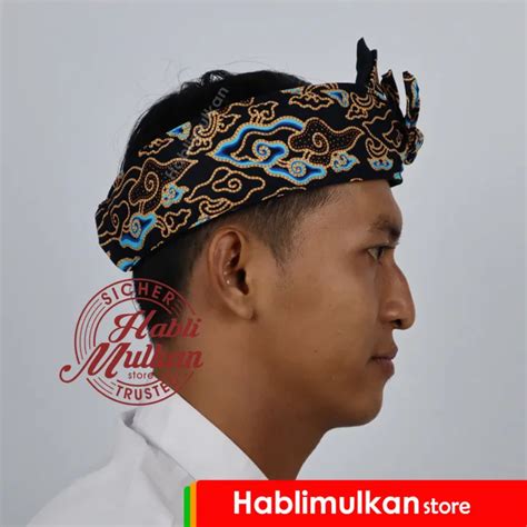 Iket Kepala Praktis Tradisional Sunda Jawa Batik Cirebon Mega Mendung