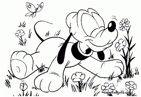 Colorear Pluto de pequeño Clásicos Disney dibujo para colorear gratis