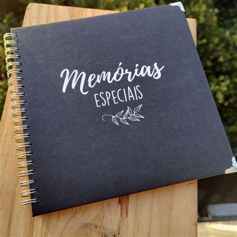 Caderno Lbum Scrapbook Preto X Quadrado Mem Rias Elo