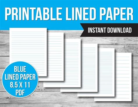 Printable Lined Paper 8 5 X 11 Inches Blue Lined Paper 6 Sheets Per Pack