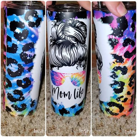 Mom Life Tye Dye 20oz Skinny Tumbler Sublimation Tumbler Etsy